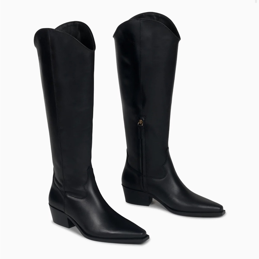 Real Leather knee-high cowboy western boot